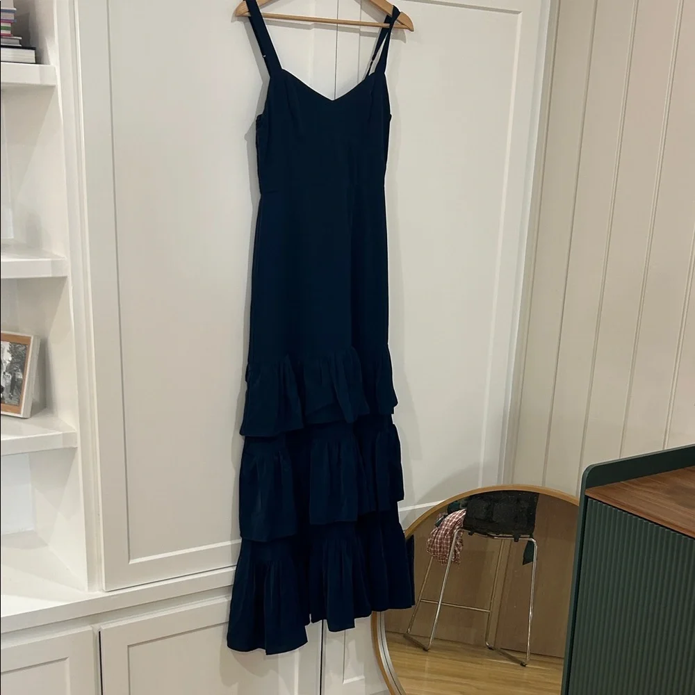 Abercrombie Navy Tiered Ruffle Maxi Dress - Women